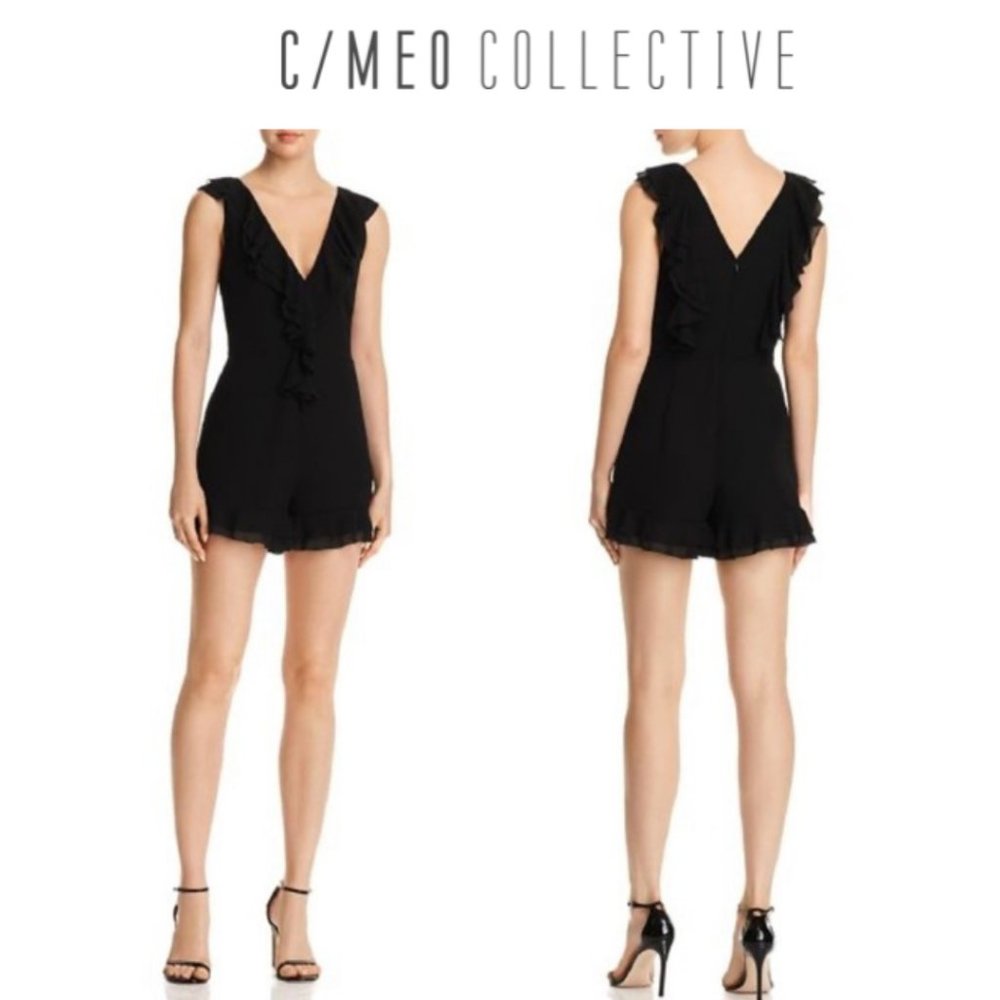 C/MEO Collective Black Ruffle Romper Playsuit